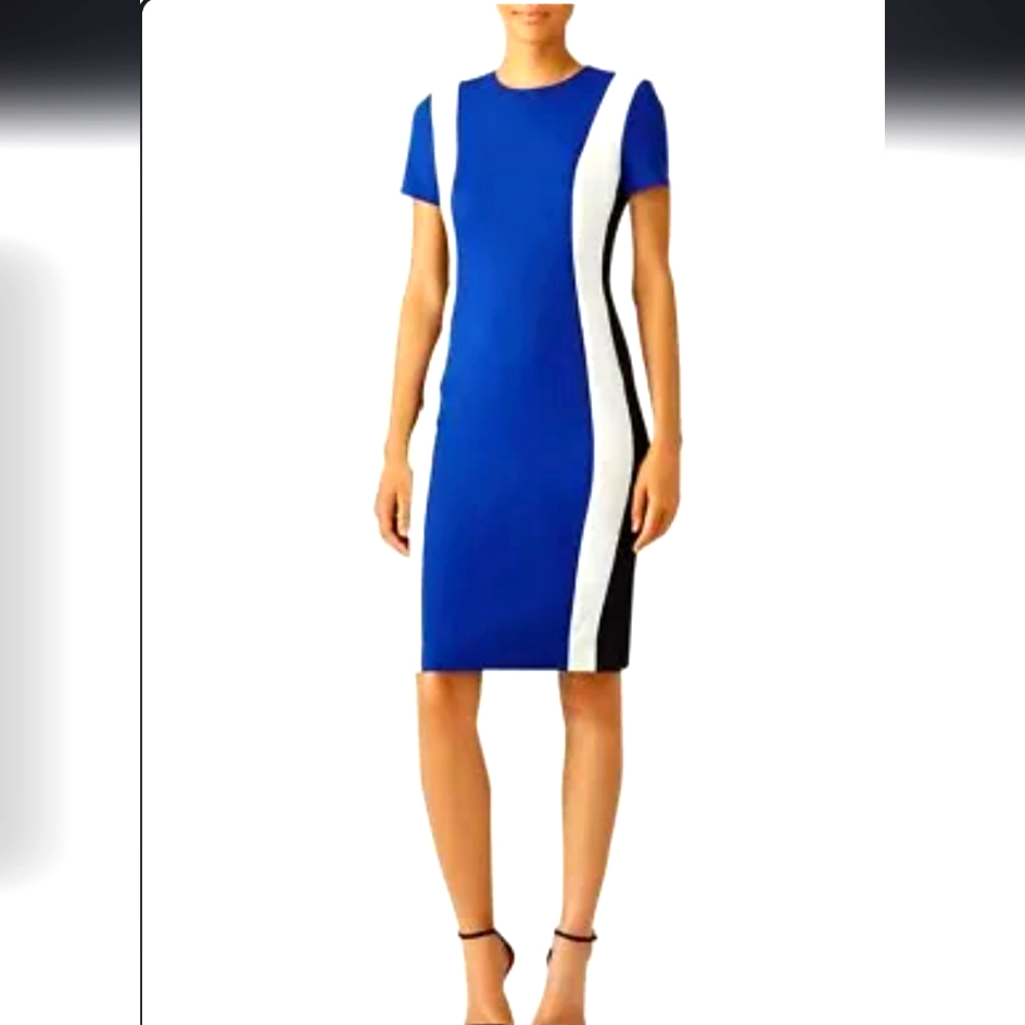Euc Raoul Blue White Black Maritime Color Block Sheath Dress $380 Size 6